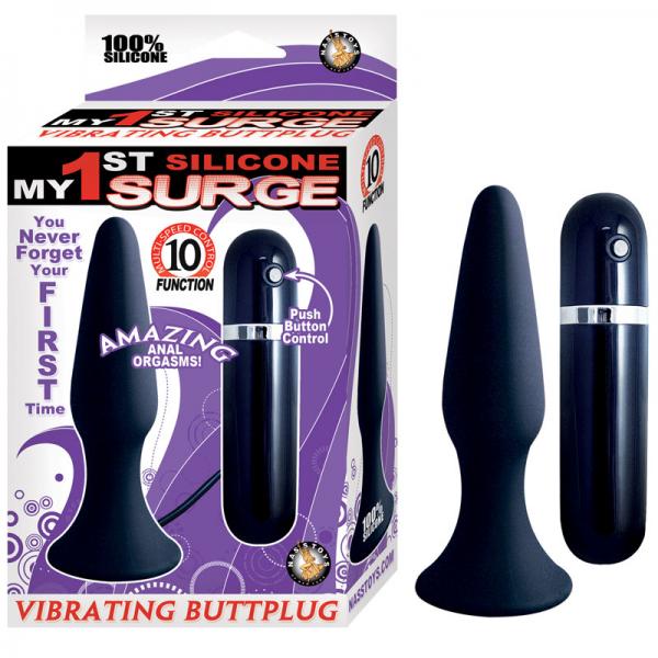 My First Silicone Surge Vibrating Butt Plug 5 Inch - Black