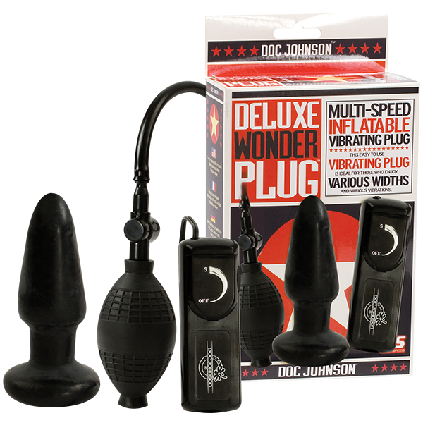 Deluxe Wonder Plug Inflatable Vibrating Black