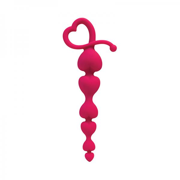 Gossip Hearts On A String Silicone Anal Beads Magenta