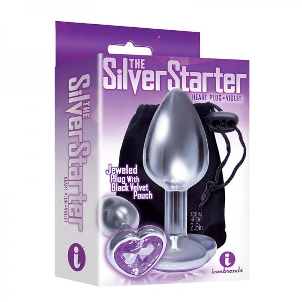 The 9's, The Silver Starter, Bejeweled Heart Stainless Steel Plug, Violet