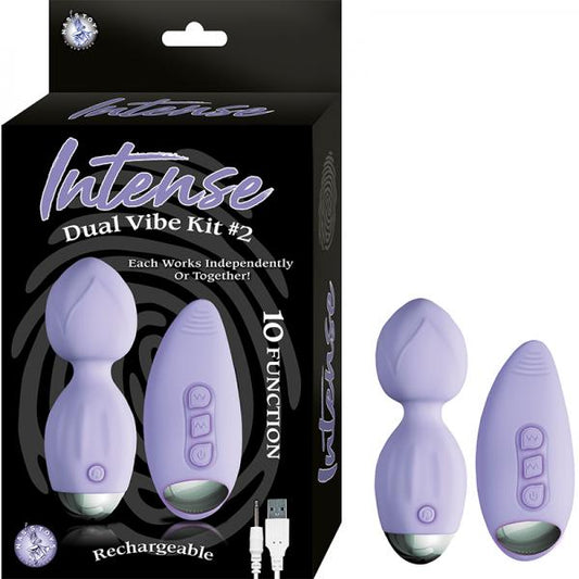 Intense Dual Vibe Kit#2 Work Together Or Independently Rechargeable 10 Function Waterproof Lavender