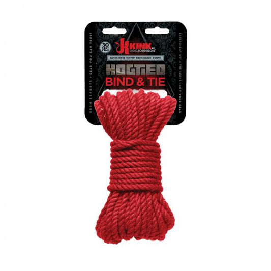 Kink Hogtied Bind & Tie Hemp Bondage Rope 30ft Red