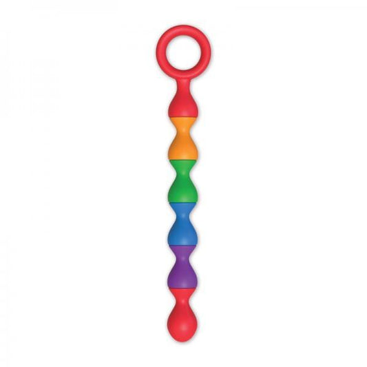 Rainbow Baller Beads Silicone Pleasure Beads With Ring Handle