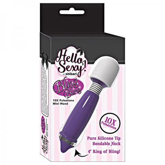 Hello Sexy Bling Mini Wand Rechargeable 10x Purple