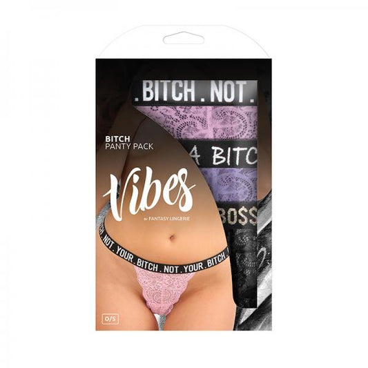 Vibe Bitch 3pk Lace Thong Panty Set Os