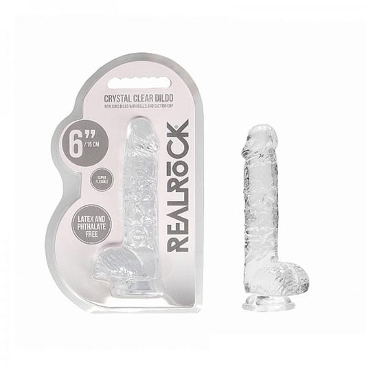 Realrock Realistic Dildo With Balls 6in Transparent