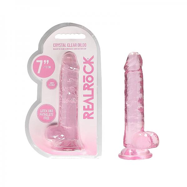 Realrockrealistic Dildo With Balls 7in Pink