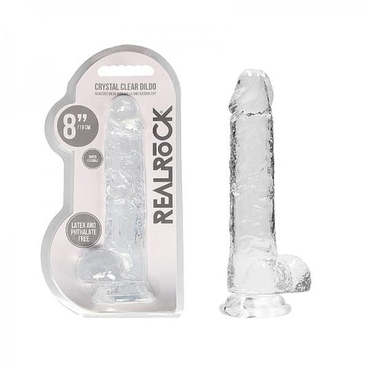 Realrock Realistic Dildo With Balls 8in Transparent